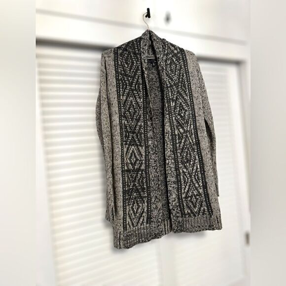 Anthropologie Kaisely Midi Chunky Wool Blend Open Cardigan Sweater Gray Size M - Picture 6 of 12